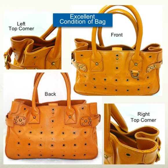 Marc Jacobs Orange Brown Genuine Leather Large Satchel Handbag Perforate… - Picture 7 of 11